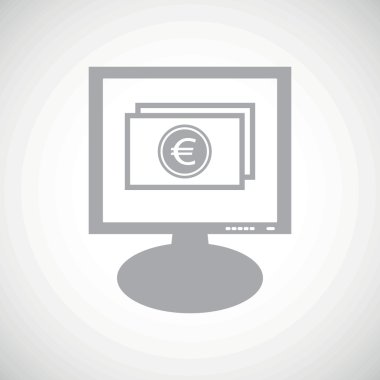 Euro bill grey monitor icon