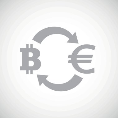 Grey euro bitcoin exchange icon