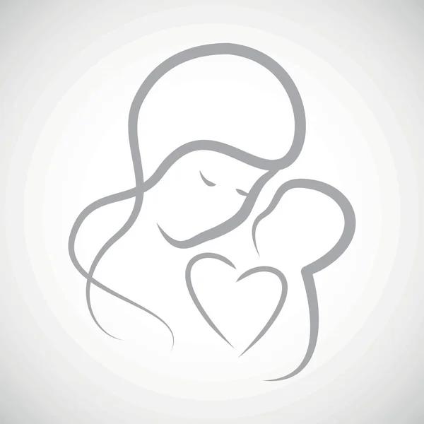 Icône soins maternels gris — Image vectorielle