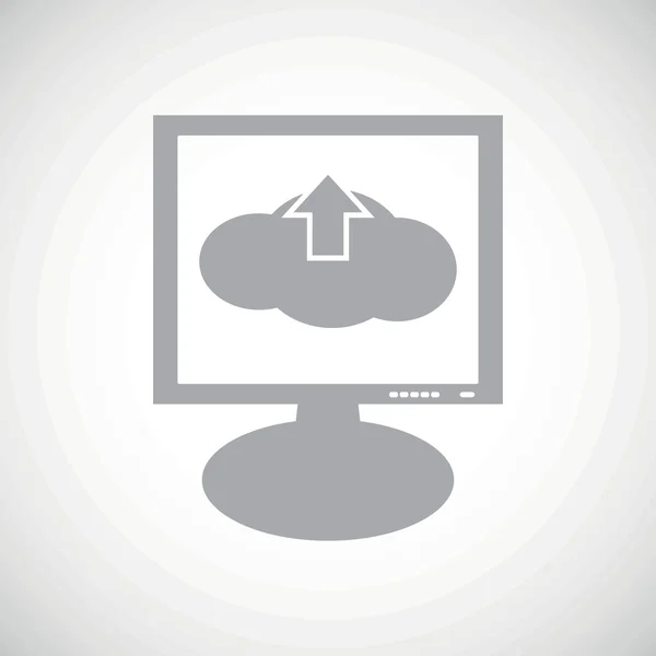 Cloud upload grey monitor icon — Stockvector