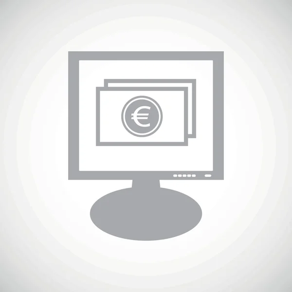 Ícone de monitor cinza da nota do euro — Vetor de Stock