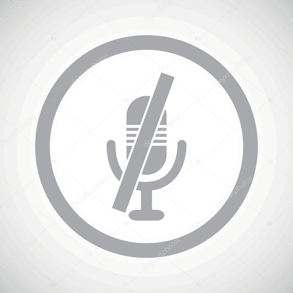Grey muted microphone sign icon