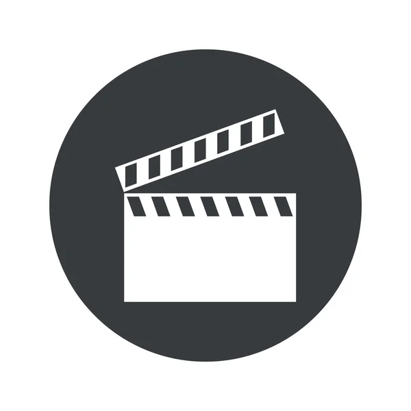 Monochroom ronde Filmklapper pictogram — Stockvector