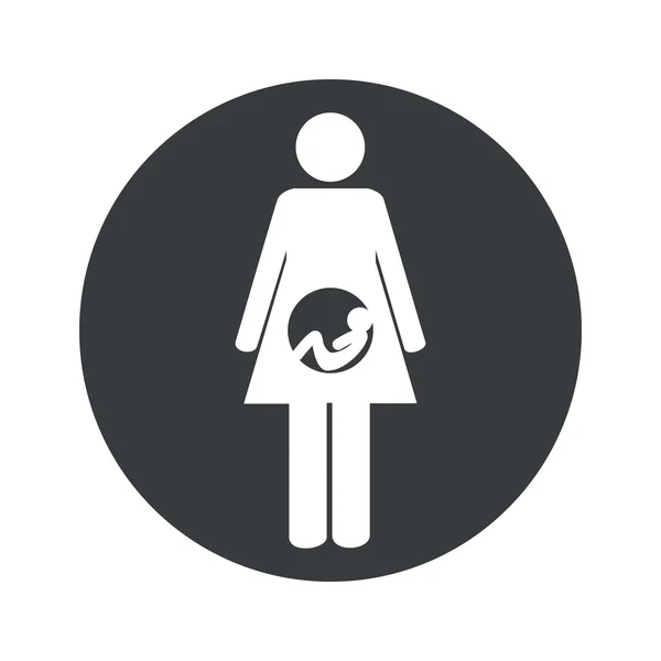 Monochrome round pregnancy icon — Stock Vector