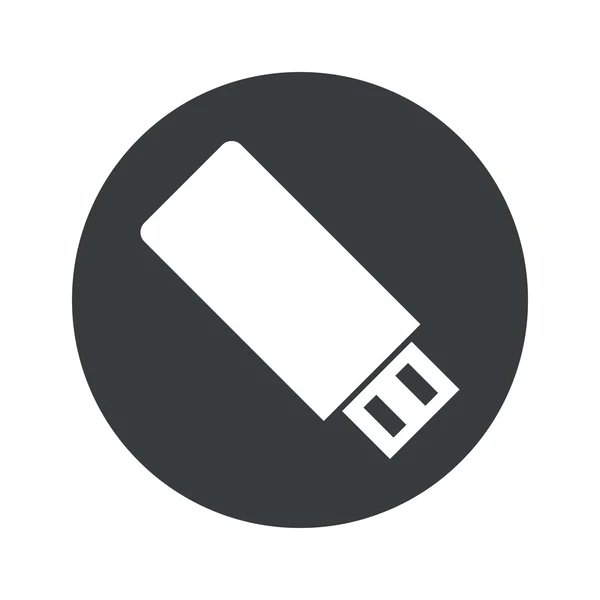 Icône de clé USB ronde monochrome — Image vectorielle