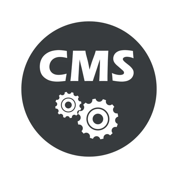 Monocromo redondo icono de configuración CMS — Archivo Imágenes Vectoriales