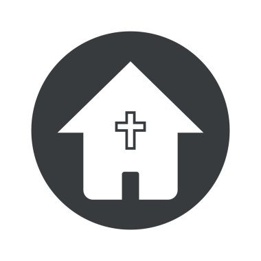 Tek renkli yuvarlak Hıristiyan ev simgesini