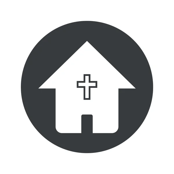Monochrome round christian house icon — Stock Vector