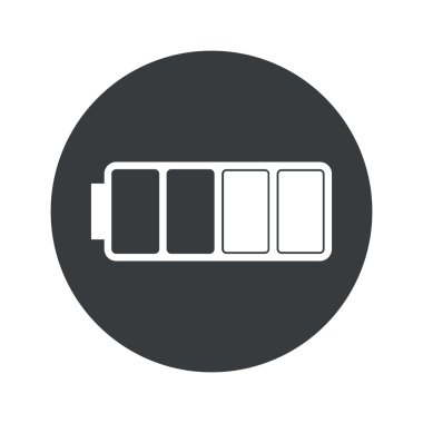 Tek renkli yuvarlak yarım pil simgesi