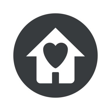 Tek renkli yuvarlak aşk ev simgesini