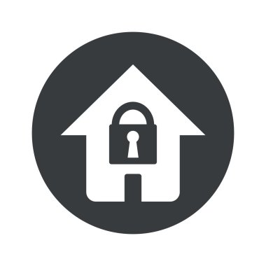 Tek renkli yuvarlak kilitli ev simgesini