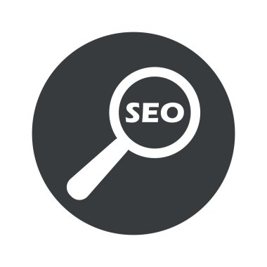 Tek renkli yuvarlak Seo arama simgesi