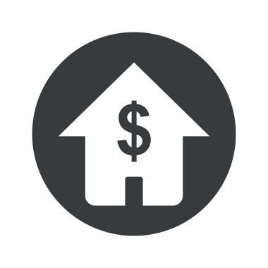 Tek renkli yuvarlak Doları ev simgesini