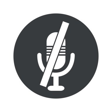 Monochrome round muted microphone icon clipart