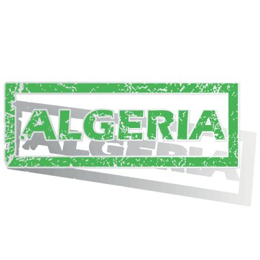 Green outlined Algeria stamp