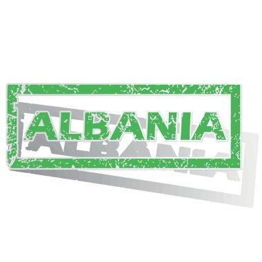 Green outlined Albania stamp