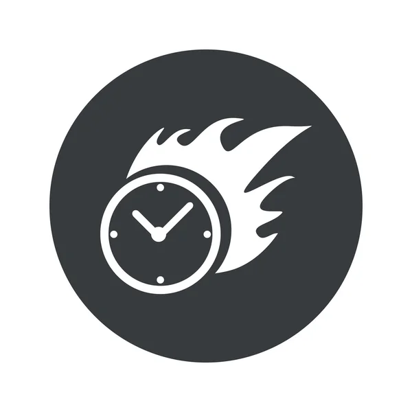 Monochrome round burning clock icon — Stock Vector