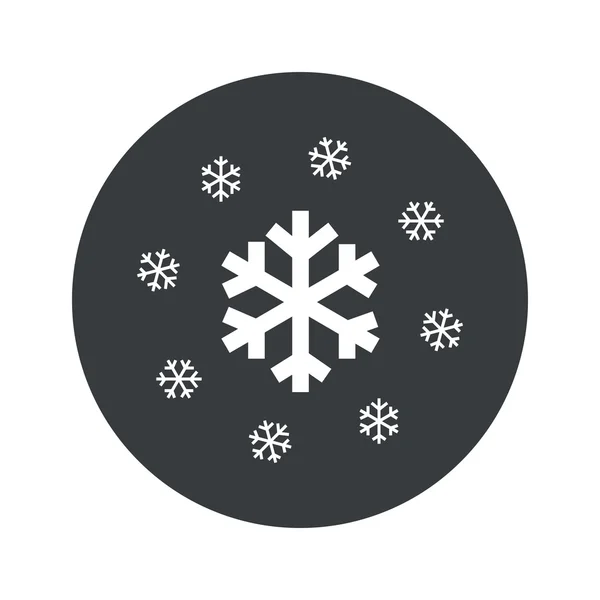 Monochroom ronde sneeuw pictogram — Stockvector