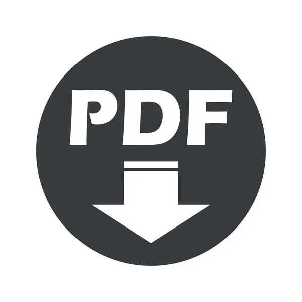 Monochrome round PDF download icon — Stock Vector