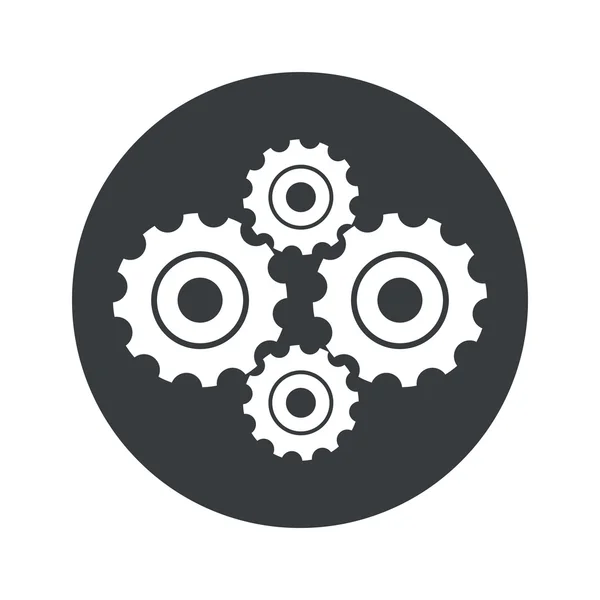 Monochrome round cogs icon — Stock Vector