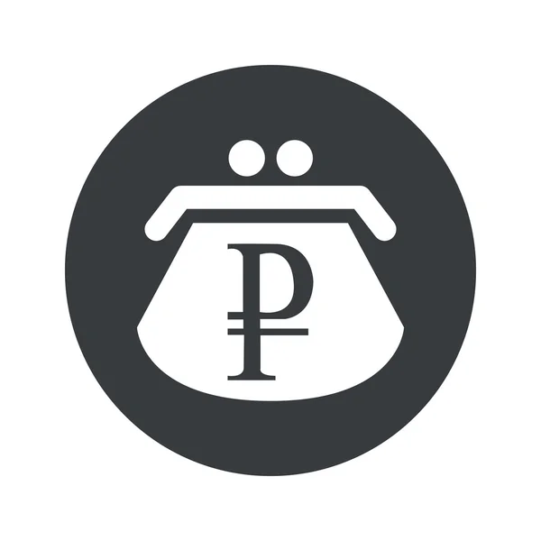 Monocromo redondo rublo bolso icono — Vector de stock