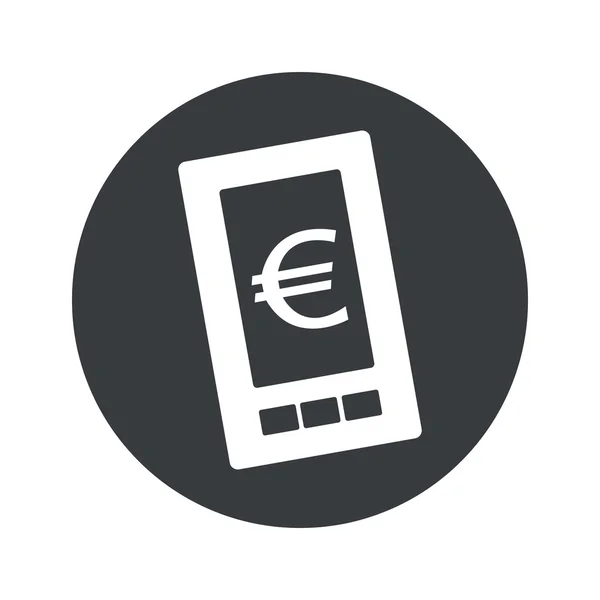 Monocromo redondo icono de pantalla euro — Vector de stock