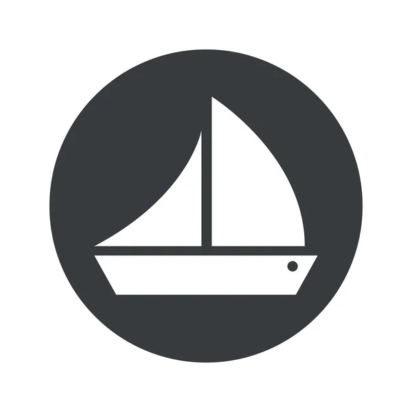 Monochroom ronde zeilen schip pictogram — Stockvector