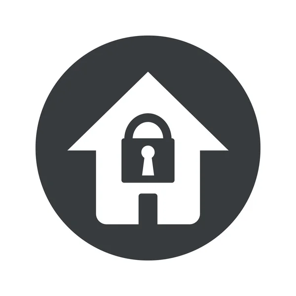 Monochrome round locked house icon — Stock Vector