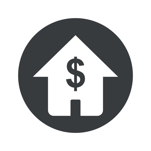 Monochromatický kolo ikonu domečku dolar — Stockový vektor