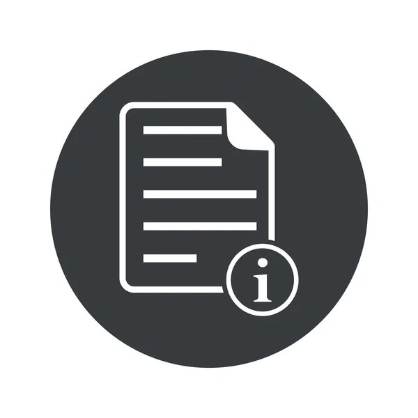 Monocromo redondo icono del documento de información — Vector de stock