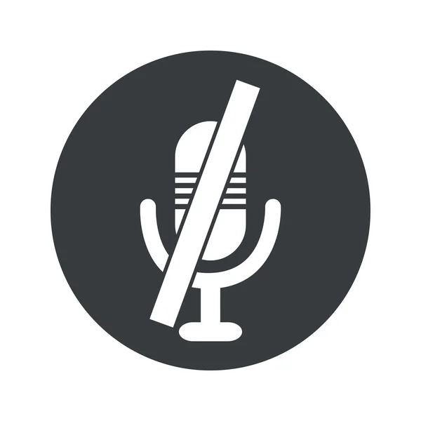 Fekete-fehér, kerek, néma mikrofon ikon — Stock Vector