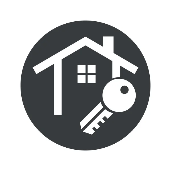 Monochromatický kolem domu ikonou klíče — Stockový vektor
