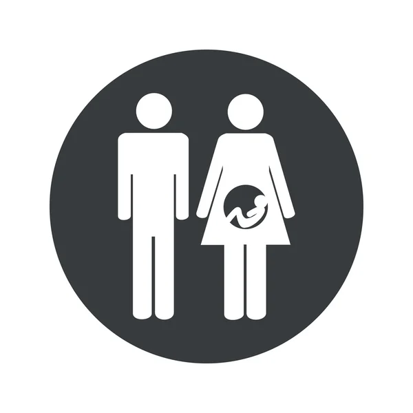 Monochroom ronde jonge familie pictogram — Stockvector