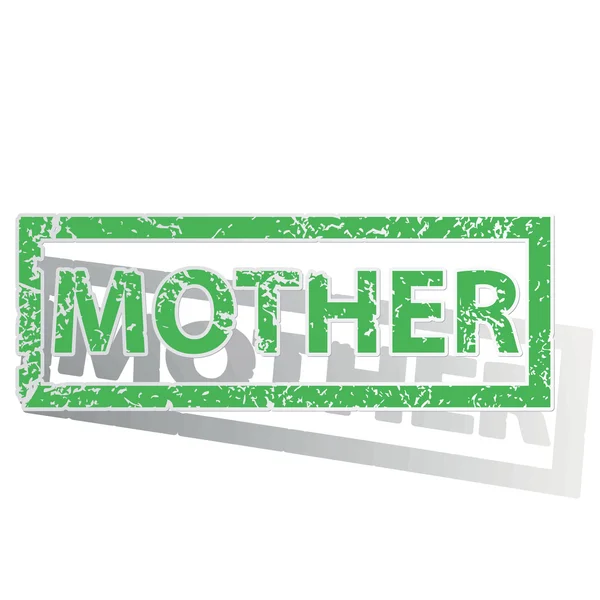 Green outlined MOTHER stamp — Stock Vector