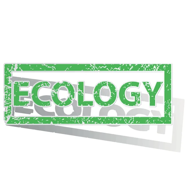 Green outlined ECOLOGY stamp — Stock Vector