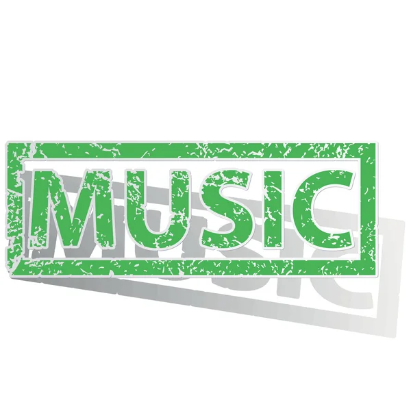 Verde delineado sello MUSIC — Vector de stock