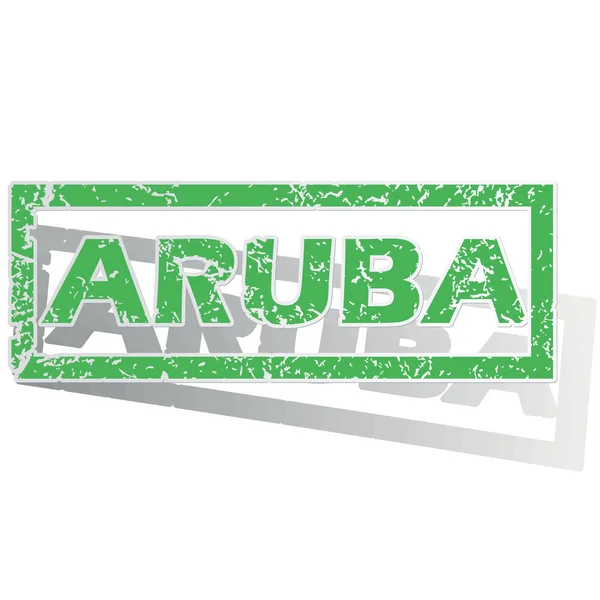 Green outlined Aruba stamp — Stock Vector