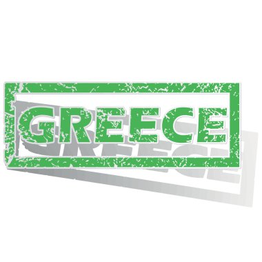 Green outlined Greece stamp
