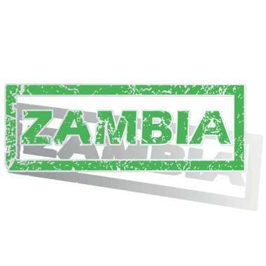 Green outlined Zambia stamp