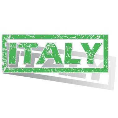 Green outlined Italy stamp