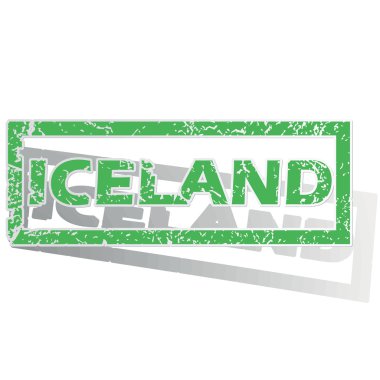 Green outlined Iceland stamp