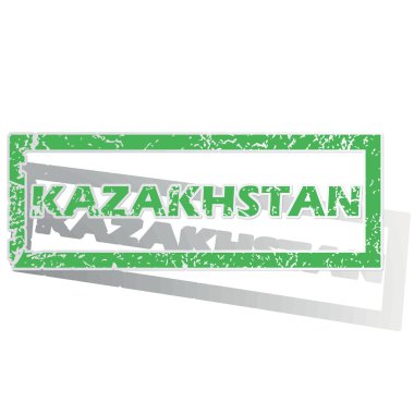 Green outlined Kazakhstan stamp