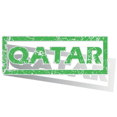 Green outlined Qatar stamp