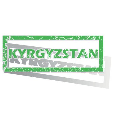 Green outlined Kyrgyzstan stamp