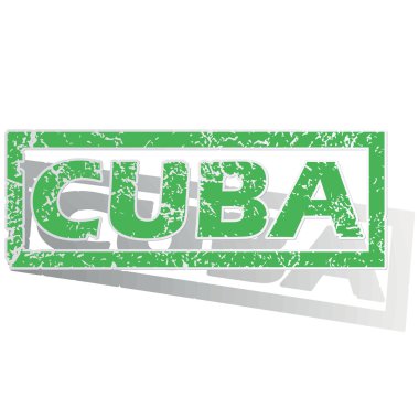 Green outlined Cuba stamp