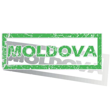 Green outlined Moldova stamp
