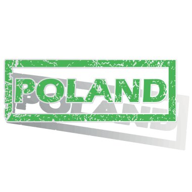 Green outlined Poland stamp