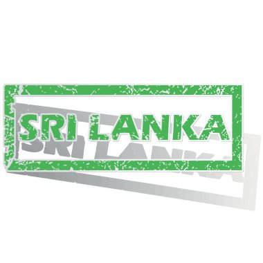 Green outlined Sri Lanka stamp