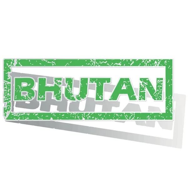 Green outlined Bhutan stamp — Stock Vector