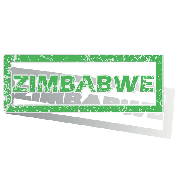 Green outlined Zimbabwe stamp — Stock Vector